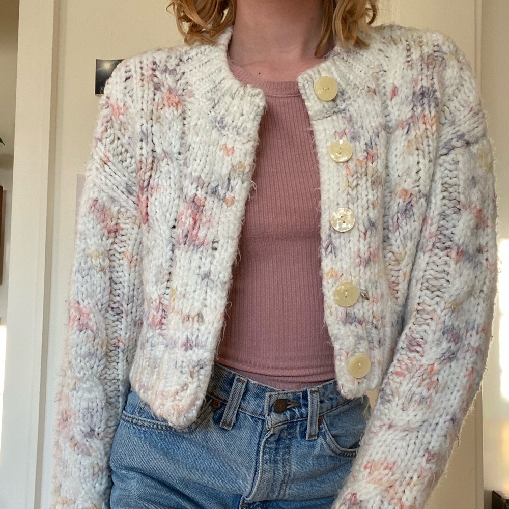 Urban Outfitters Cameron Cropped Cable Knit Cardigan